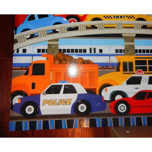 Melissa and Doug Traffic Jam 24 Pieces Preschool  Floor Puzzle 36in x 24in - Picture 4 of 7